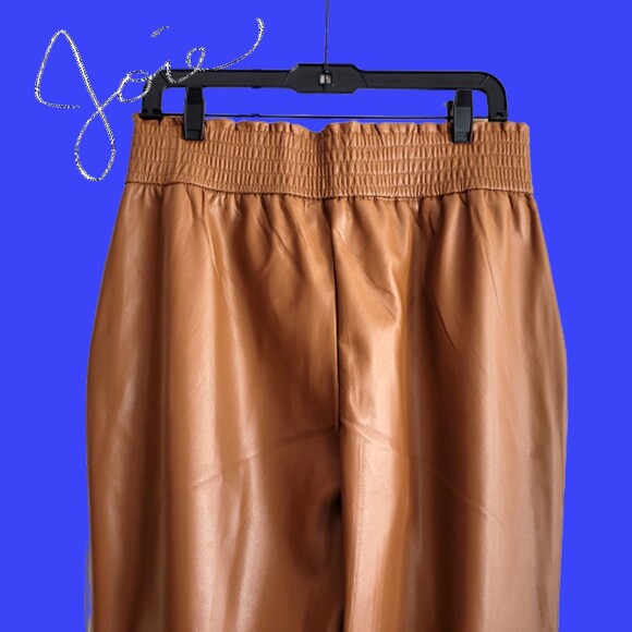 JOIE NEW Faux Leather Smocke-Cinche Waist Straight Leg Jogger L - Picture 7 of 11